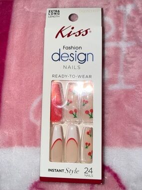 🔥5/$25🔥 New Kiss Fashion Design Cherry Extra Long Fashion Design Press On Nails